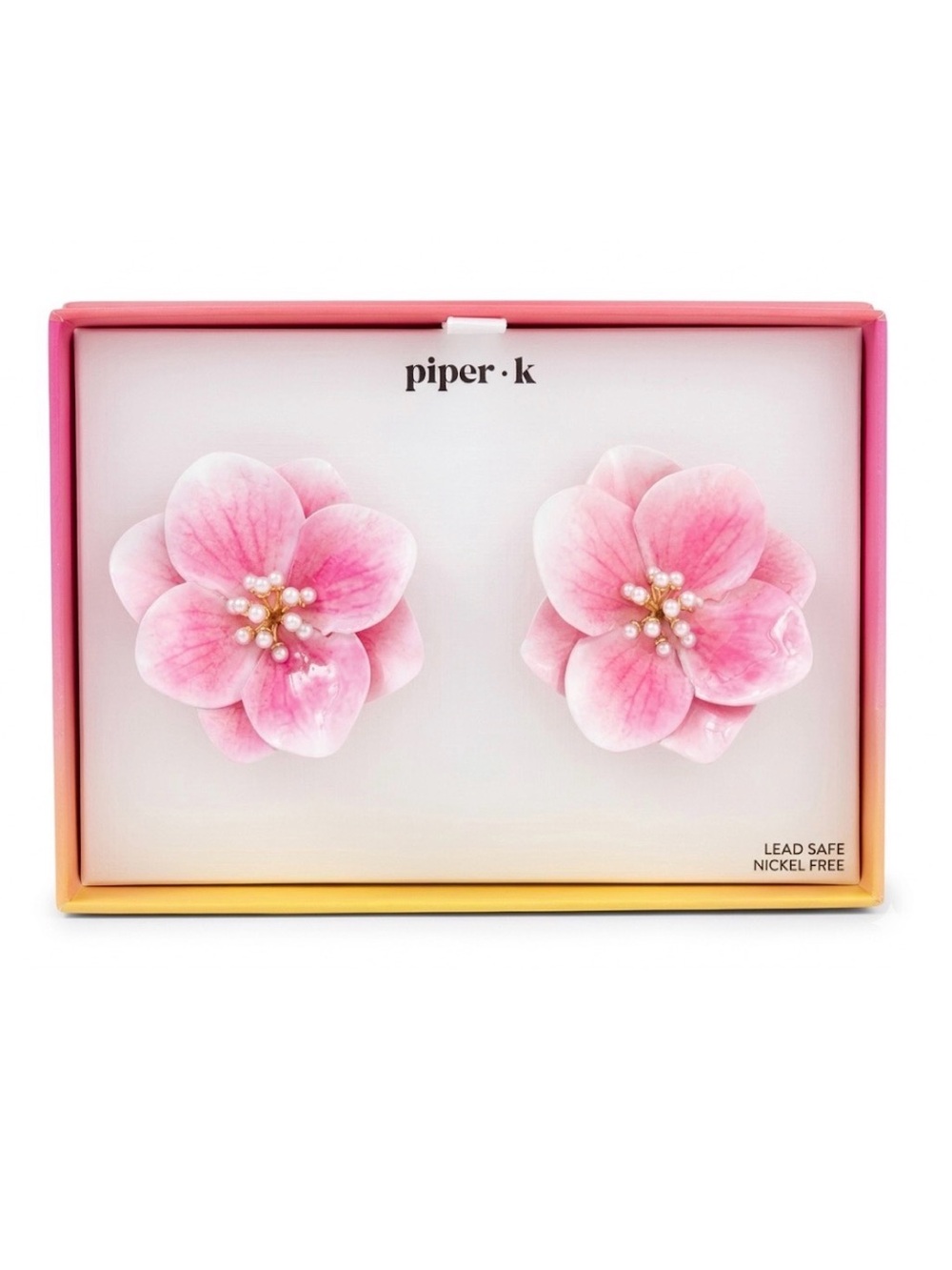 NWT ⚜️🌸⚜️ Piper K Floral Hand Painted Pink Flower Stud Earrings